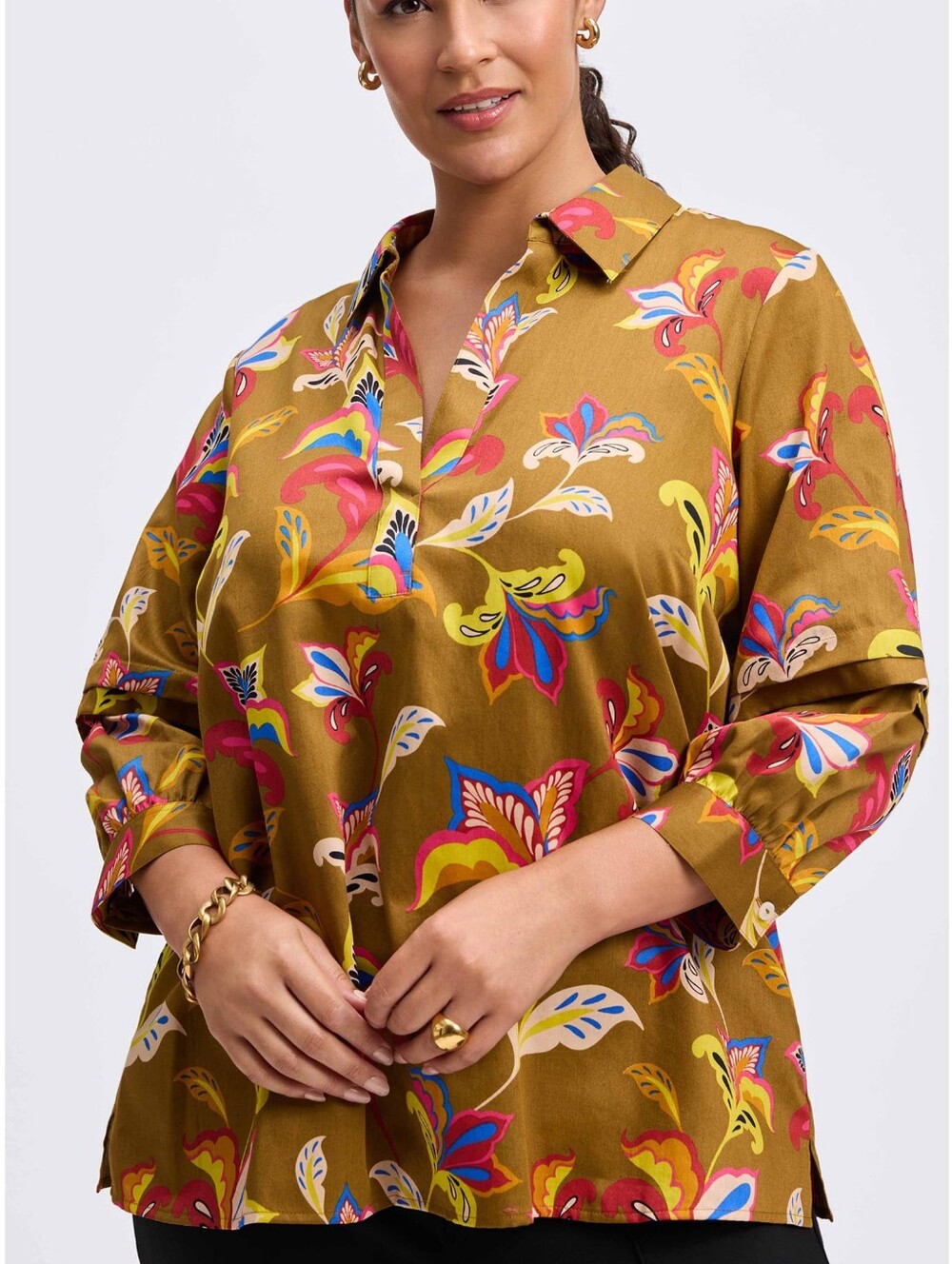 Foxcraft Frankie Floral Popover Top Size 2XL